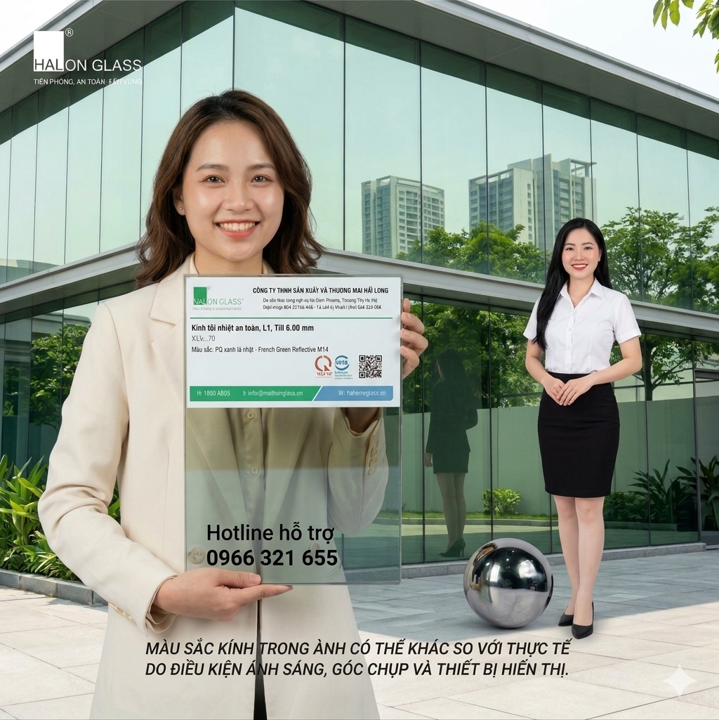 Kính PQ xanh lá nhạt - French Green Reflective M14.